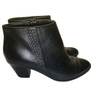 Vionic Black Leather Studded Ankle Booties